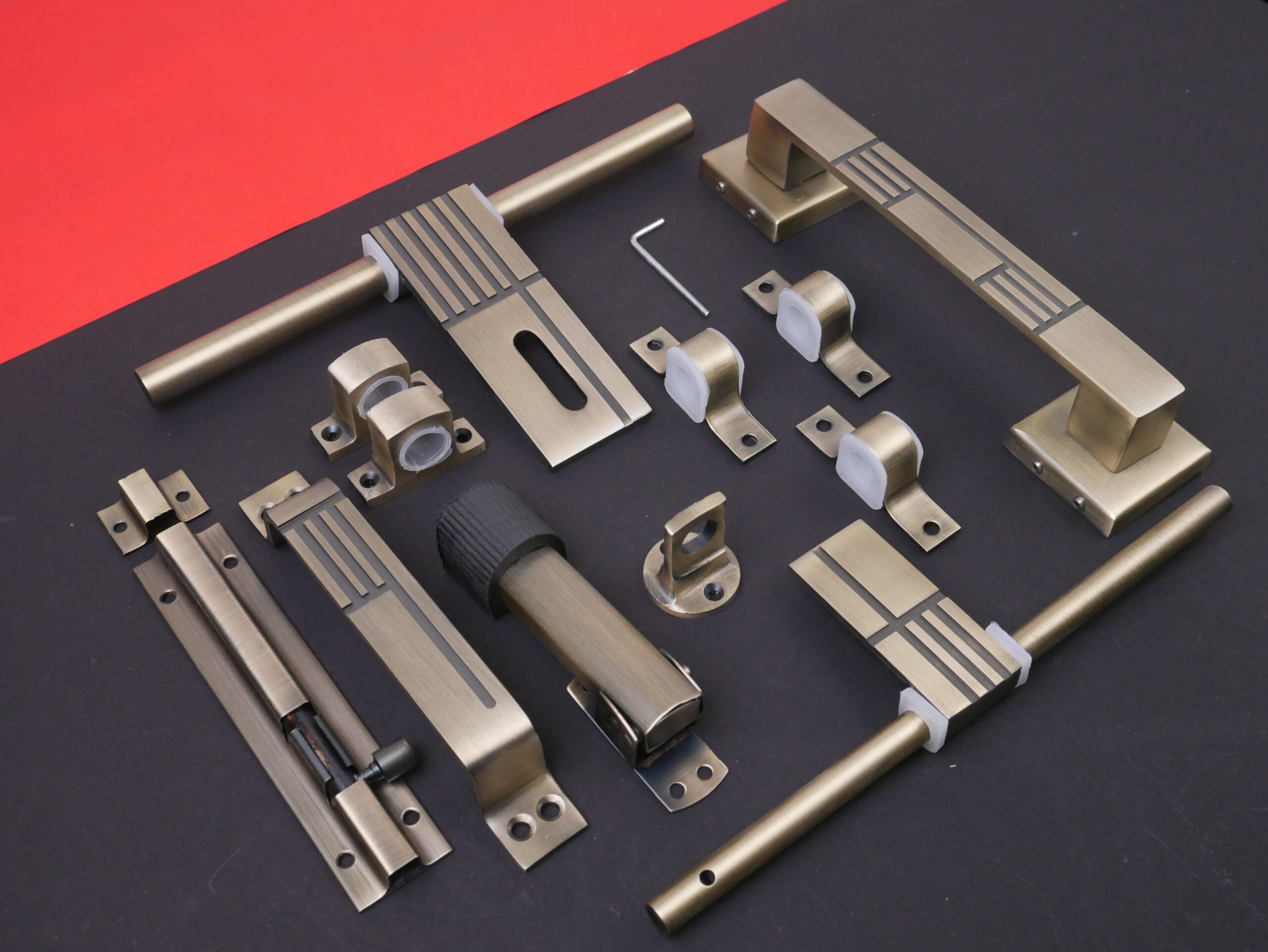 STAINLESS STEEL ANTIQUE BRASS FINISH HEAVY DOORKIT